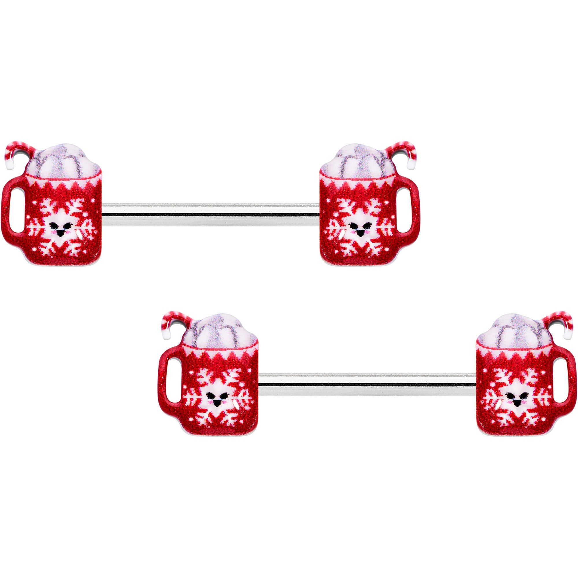 BodyCandy 14G 9/16 Sweet Hot Cocoa Holiday Barbell Holiday Nipple Ring Set — main product shot