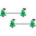 BodyCandy 14G 9/16 Happy Christmas Tree Hat Barbell Nipple Ring Set — main product shot
