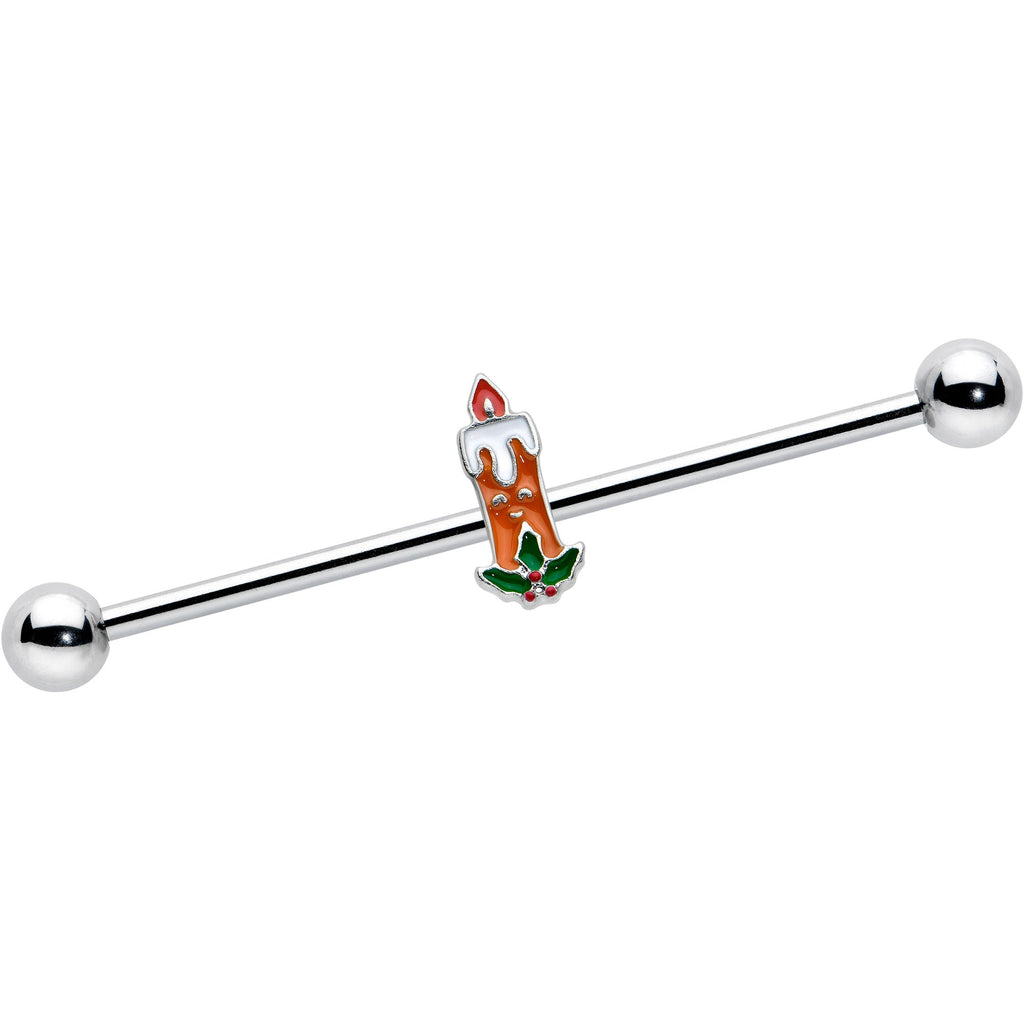 BodyCandy 14G Sweet Christmas Holiday Candle Industrial Barbell 38mm — main product shot