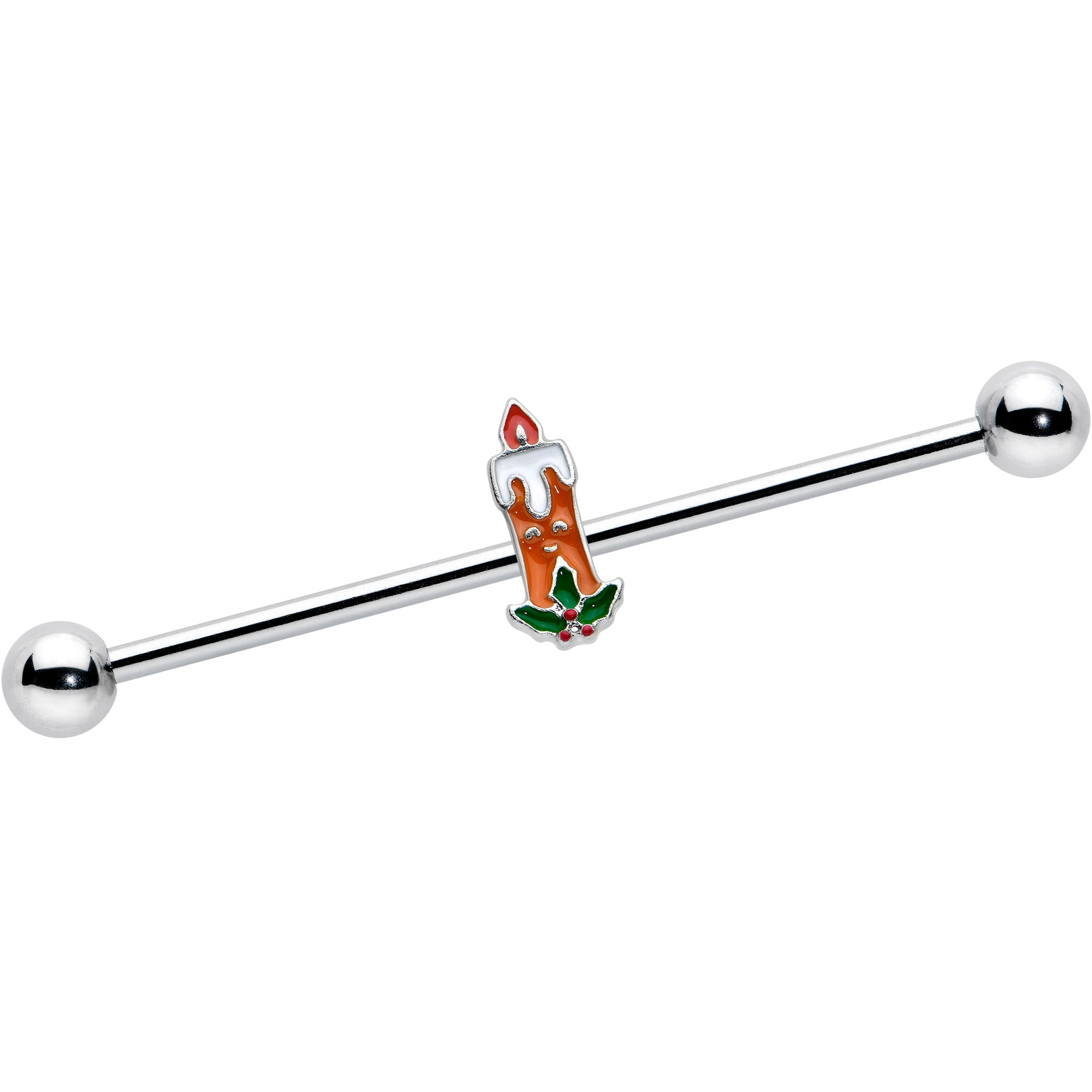 BodyCandy 14G Sweet Christmas Holiday Candle Industrial Barbell 38mm — main product shot