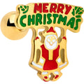 BodyCandy 16G 1/4 Gold Tone Merry Christmas Santa Inlay Cartilage Earring — main product shot