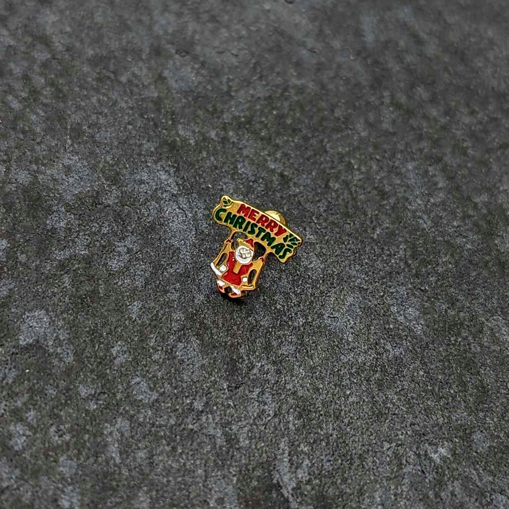 BodyCandy 16G 1/4 Gold Tone Merry Christmas Santa Inlay Cartilage Earring — alternative angle