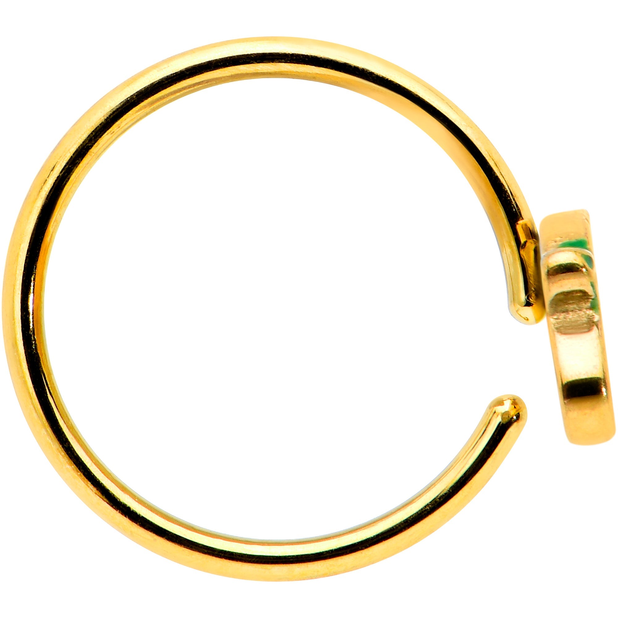 BodyCandy 20G 5/16 Gold Tone Merry Christmas Inlaid Nose Hoop — lifestyle context