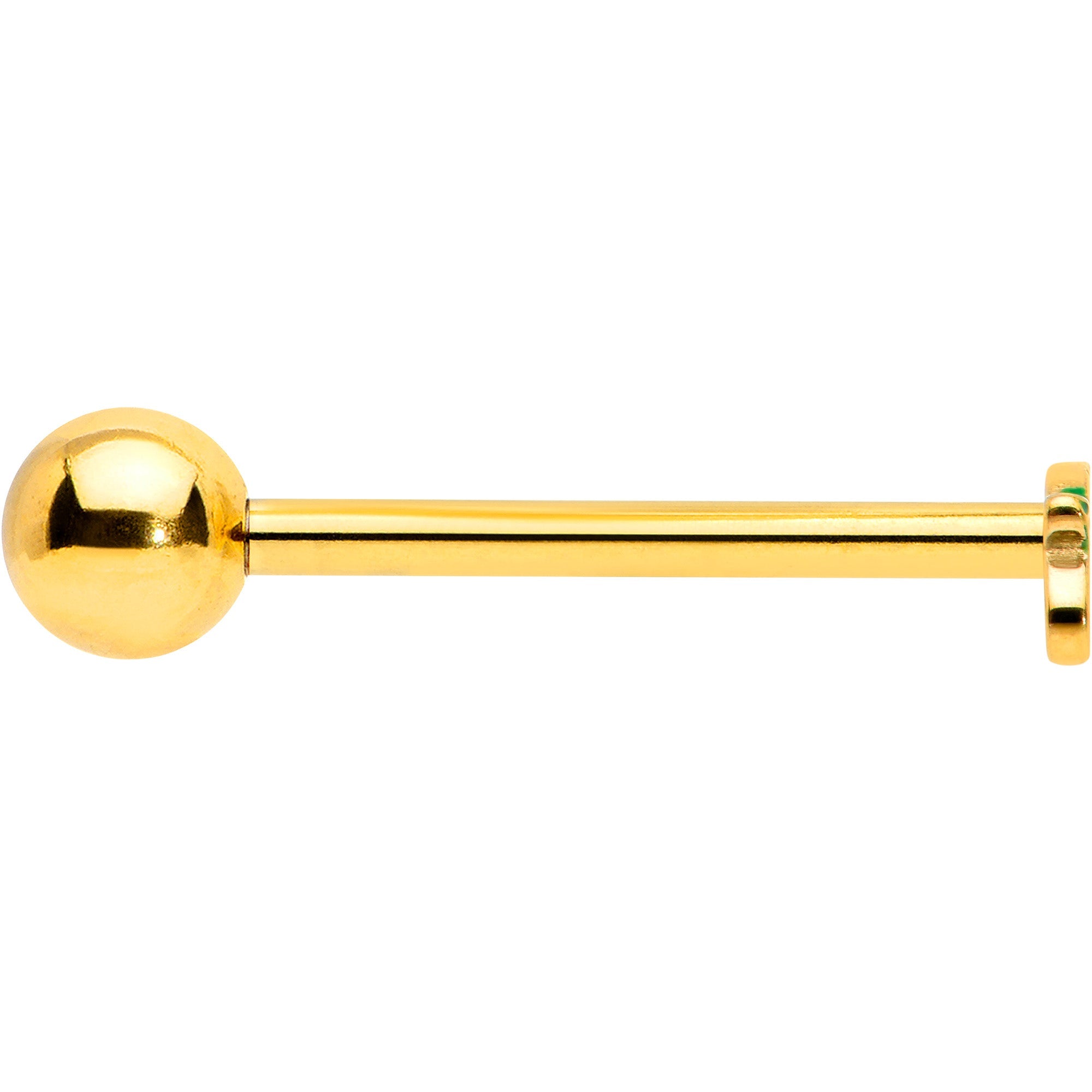 BodyCandy Gold Tone Merry Christmas Inlaid Red Green Barbell Tongue Ring — lifestyle context