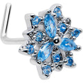 BodyCandy 20G 7mm Blue CZ Gem Snowflake Blues L Shape Nose Ring — main product shot