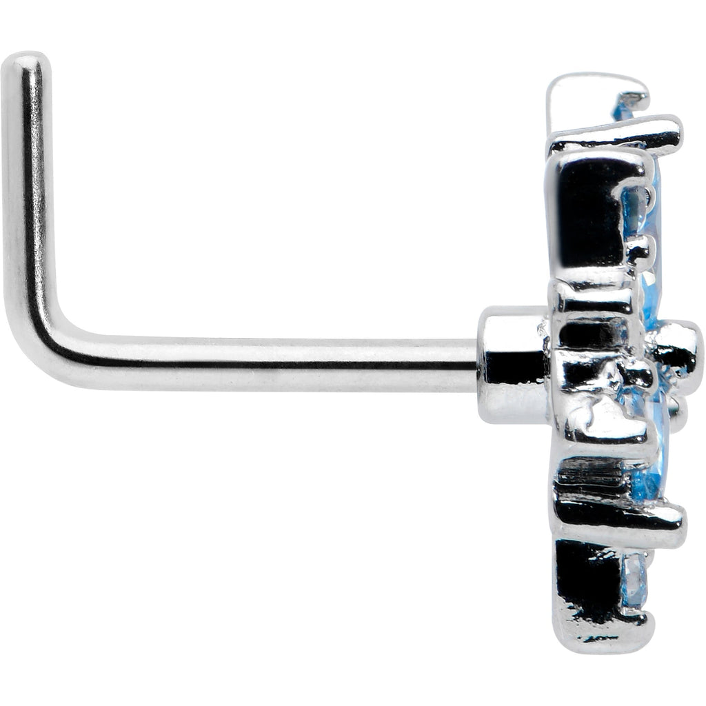 BodyCandy 20G 7mm Blue CZ Gem Snowflake Blues L Shape Nose Ring — lifestyle context