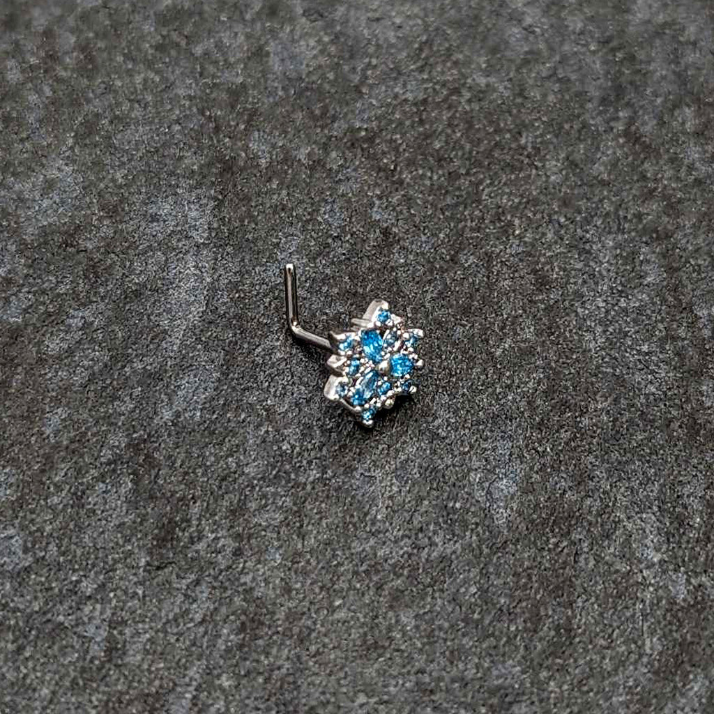 BodyCandy 20G 7mm Blue CZ Gem Snowflake Blues L Shape Nose Ring — alternative angle