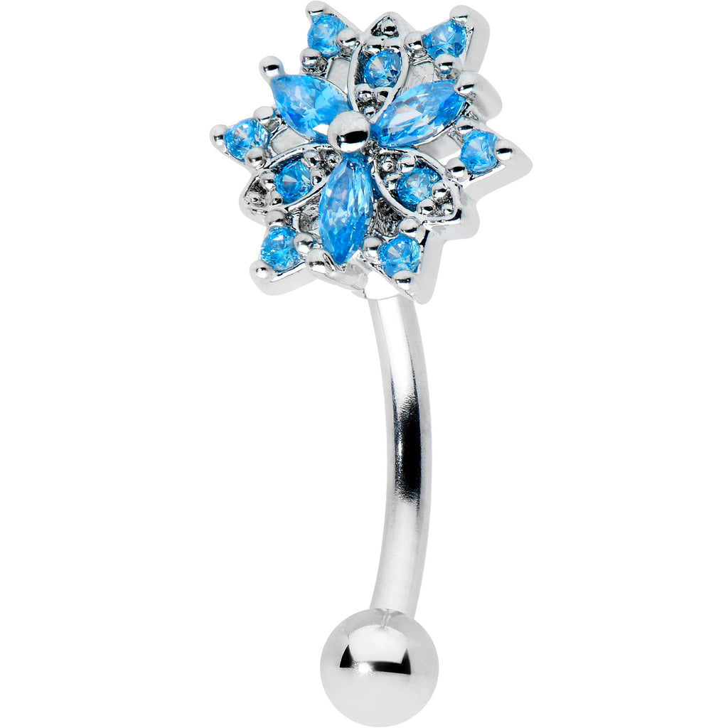 BodyCandy 16G 5/16 Blue CZ Gem Snowflake Blues Curved Eyebrow Ring — main product shot