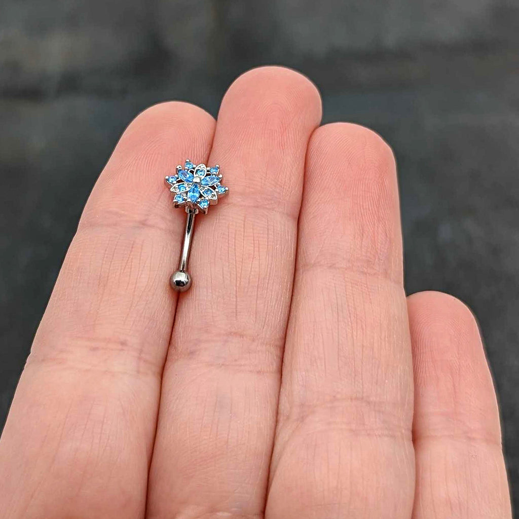BodyCandy 16G 5/16 Blue CZ Gem Snowflake Blues Curved Eyebrow Ring — size reference