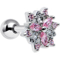 BodyCandy 16G 1/4 Pink Clear CZ Gem Snowflake Cartilage Tragus Earring — main product shot