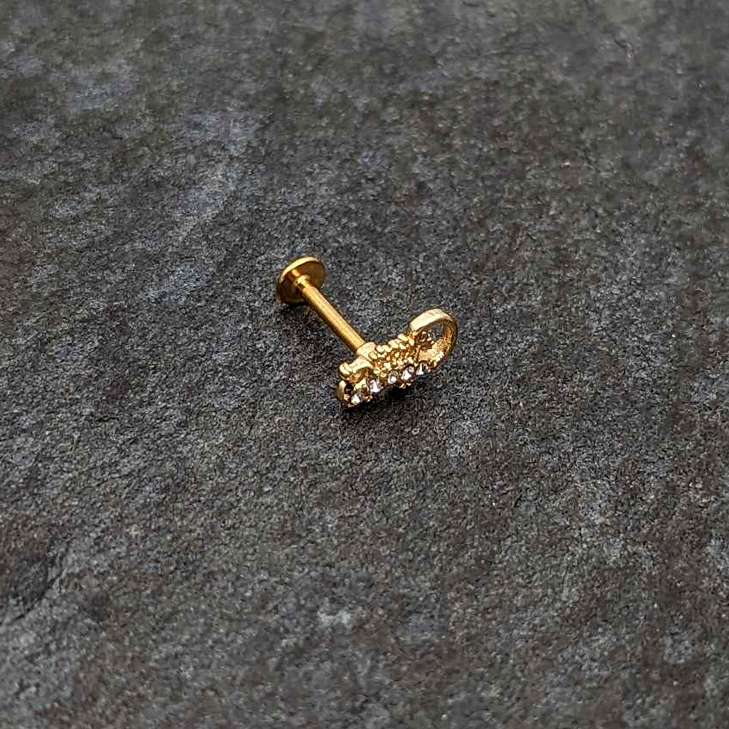 BodyCandy 16G 5/16 Clear Gem Gold Tone Luscious Lizard Labret Monroe Tragus — alternative angle