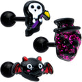 BodyCandy 16G 1/4 Black Halloween Skull Bat Reaper Cartilage Earring Set of 3 — main product shot
