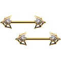 BodyCandy 14G 5/8 Clear Gem Gold Tone Spider Bat Barbell Nipple Ring Set — main product shot