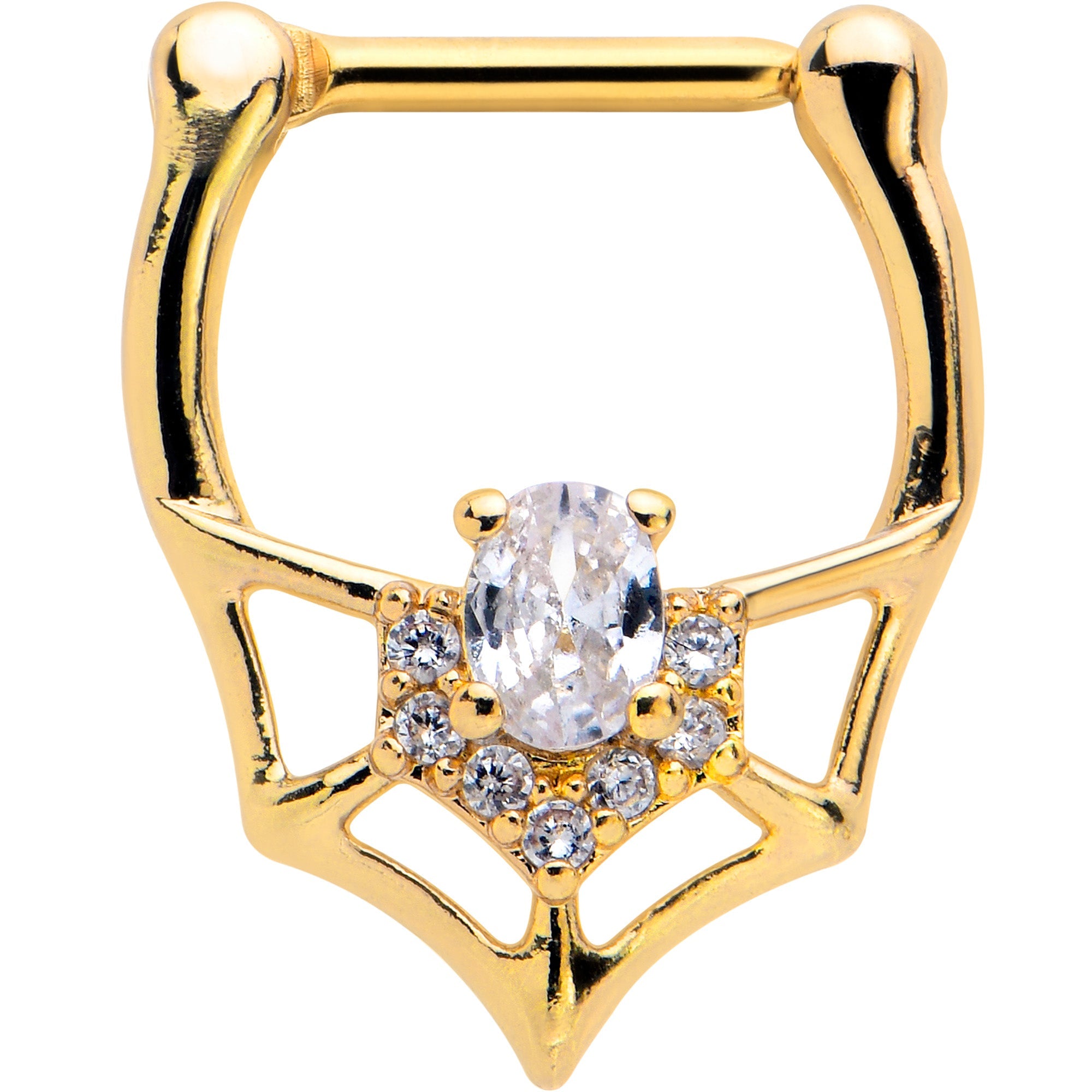 BodyCandy 16G 5/16 Clear Gem Gold Tone Spider Bat Cartilage Clicker — main product shot