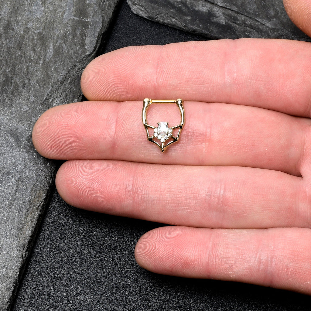 BodyCandy 16G 5/16 Clear Gem Gold Tone Spider Bat Cartilage Clicker — lifestyle context