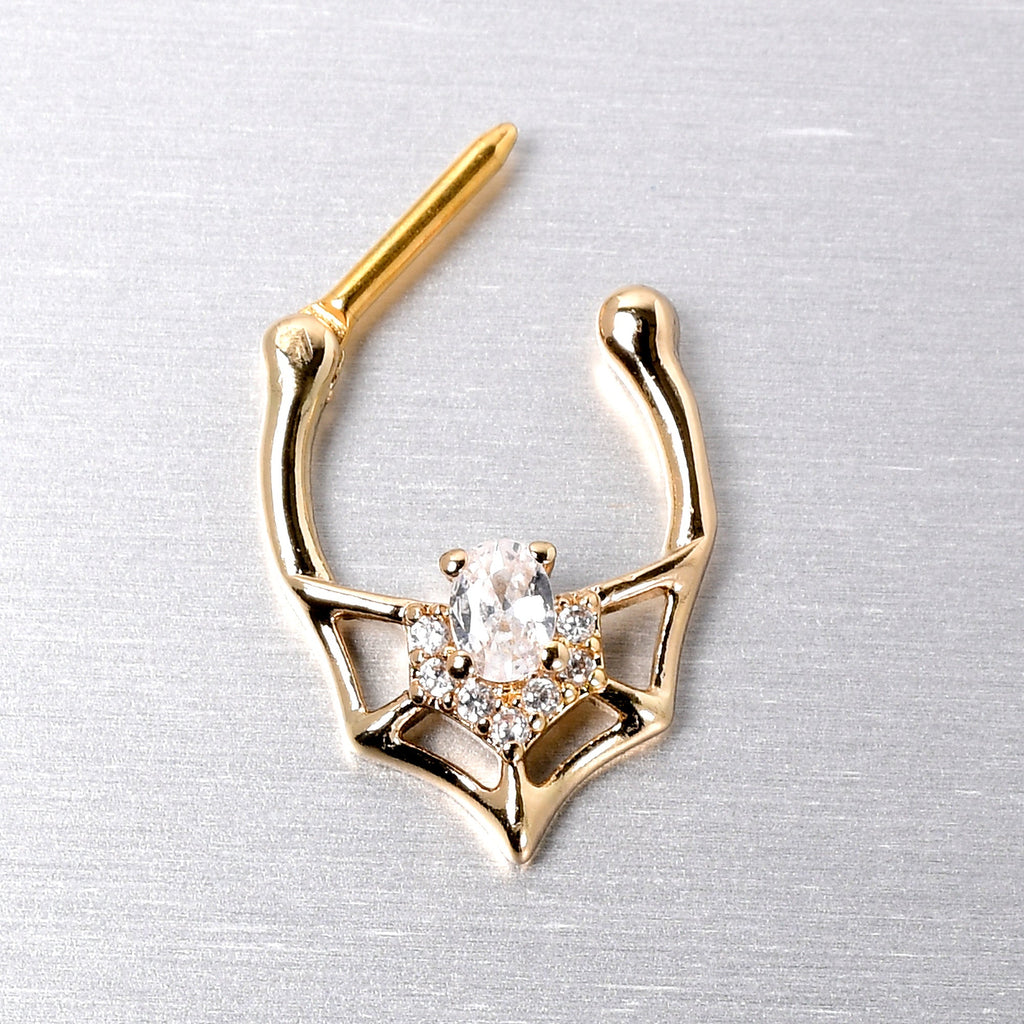 BodyCandy 16G 5/16 Clear Gem Gold Tone Spider Bat Cartilage Clicker — back view