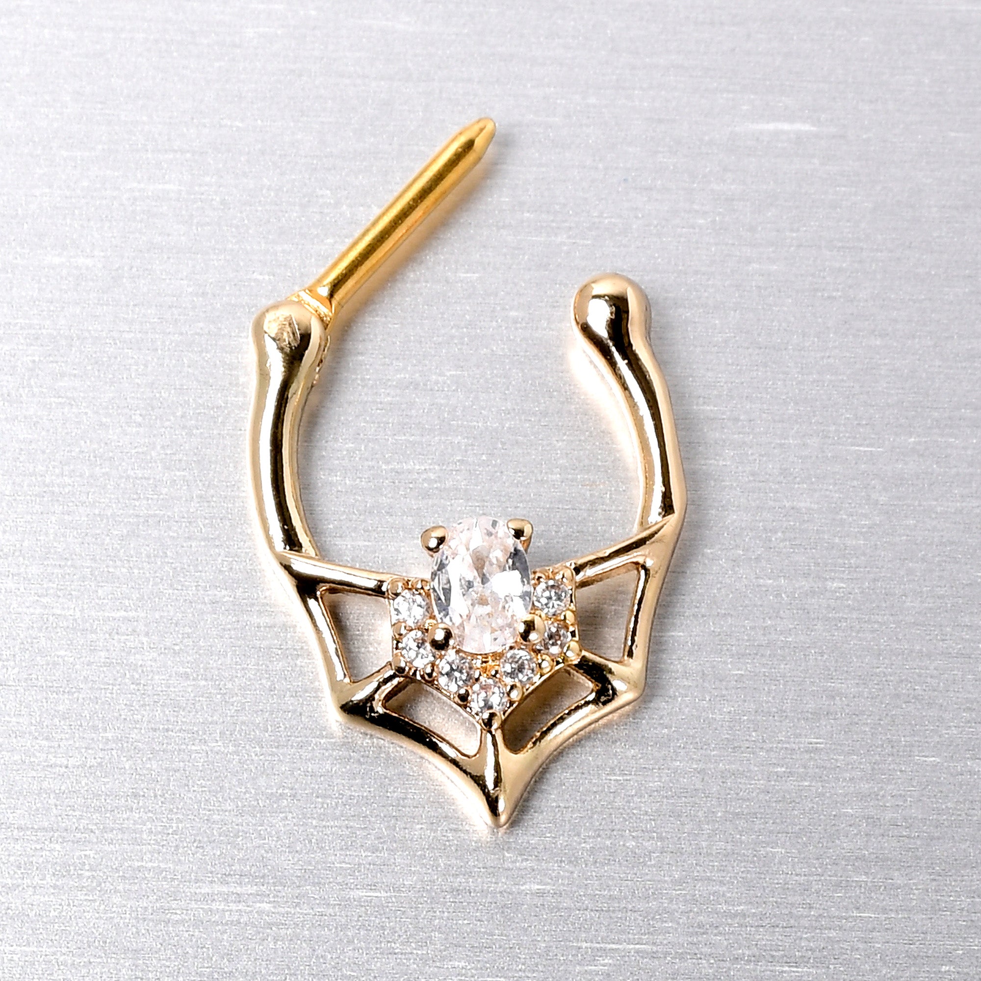 BodyCandy 16G 5/16 Clear Gem Gold Tone Spider Bat Cartilage Clicker — back view