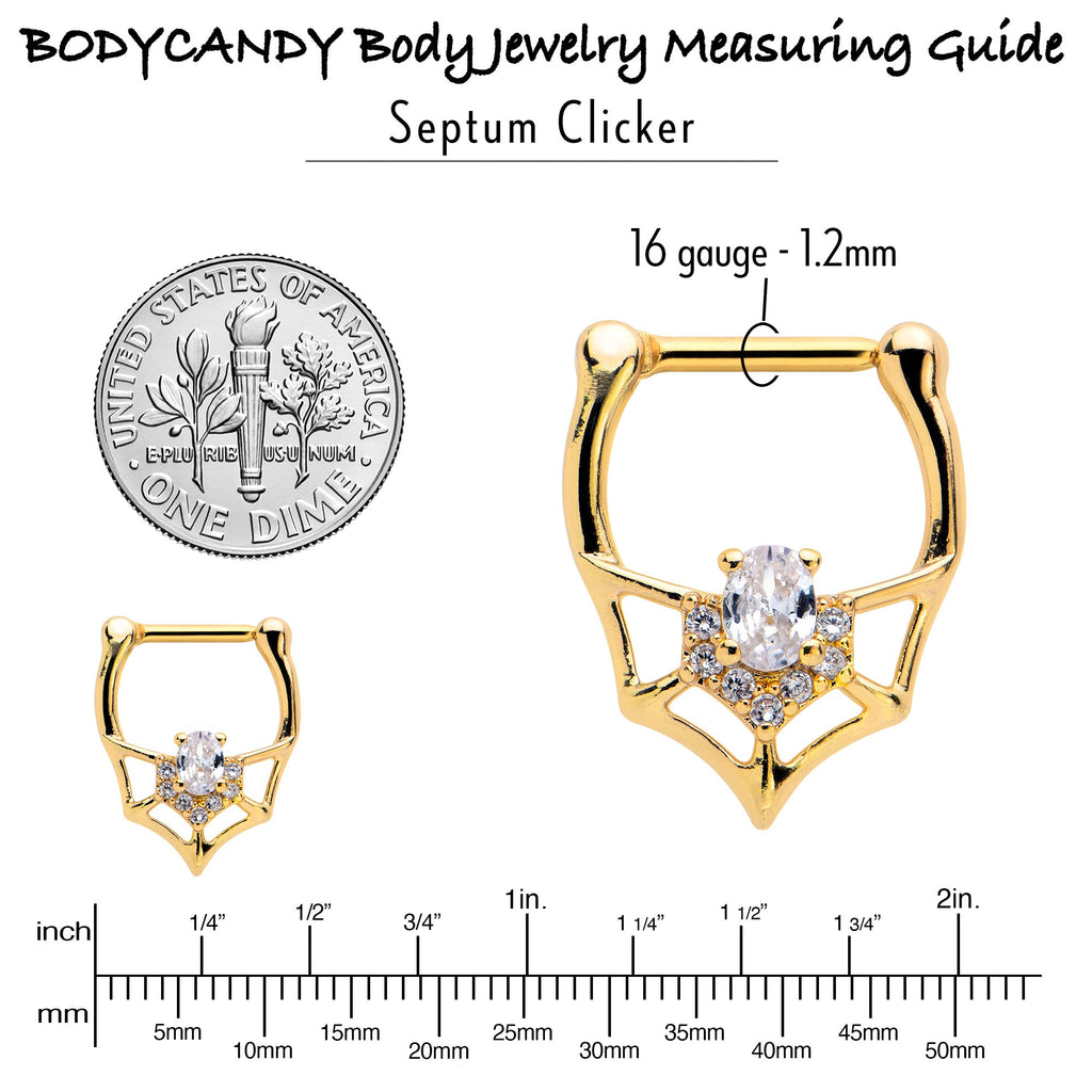 BodyCandy 16G 5/16 Clear Gem Gold Tone Spider Bat Cartilage Clicker — alternative angle