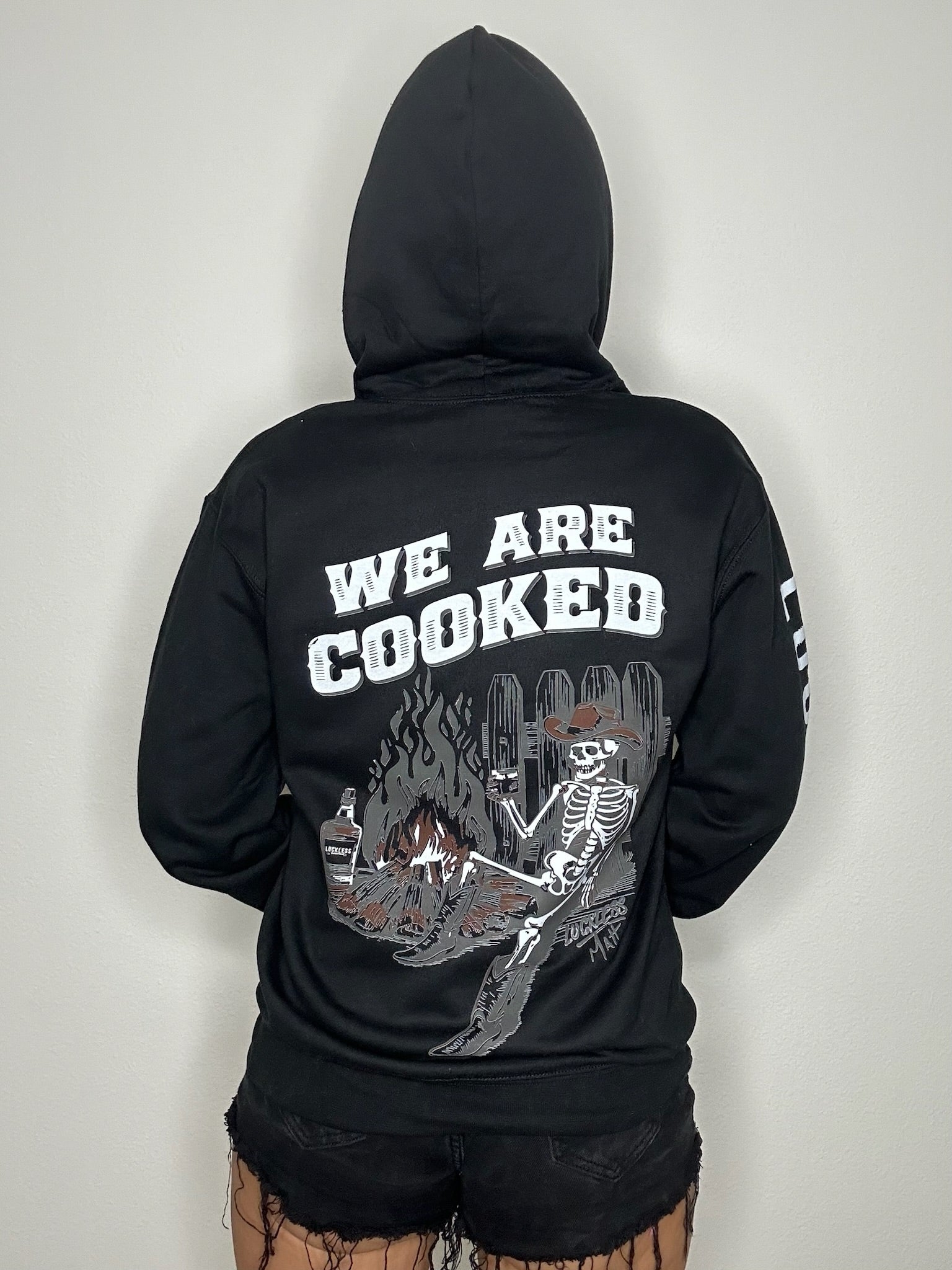 Luckless Outfitters We Are Cooked Hoodie — side view