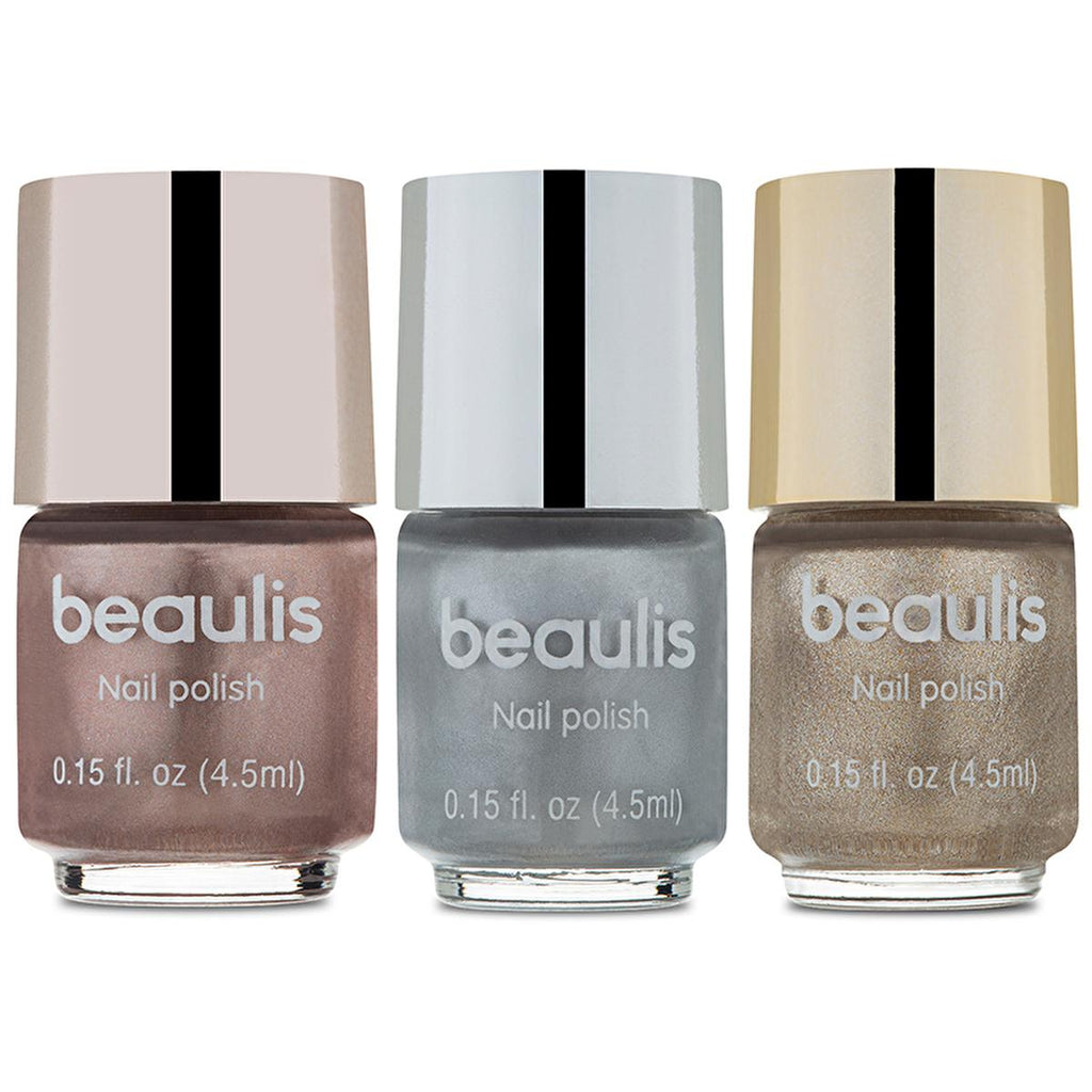 Beaulis 3-Piece Metallic Nail Polish Set - Long-Lasting, Easy to Apply Nail Color Variety for Fashionable Individuals
