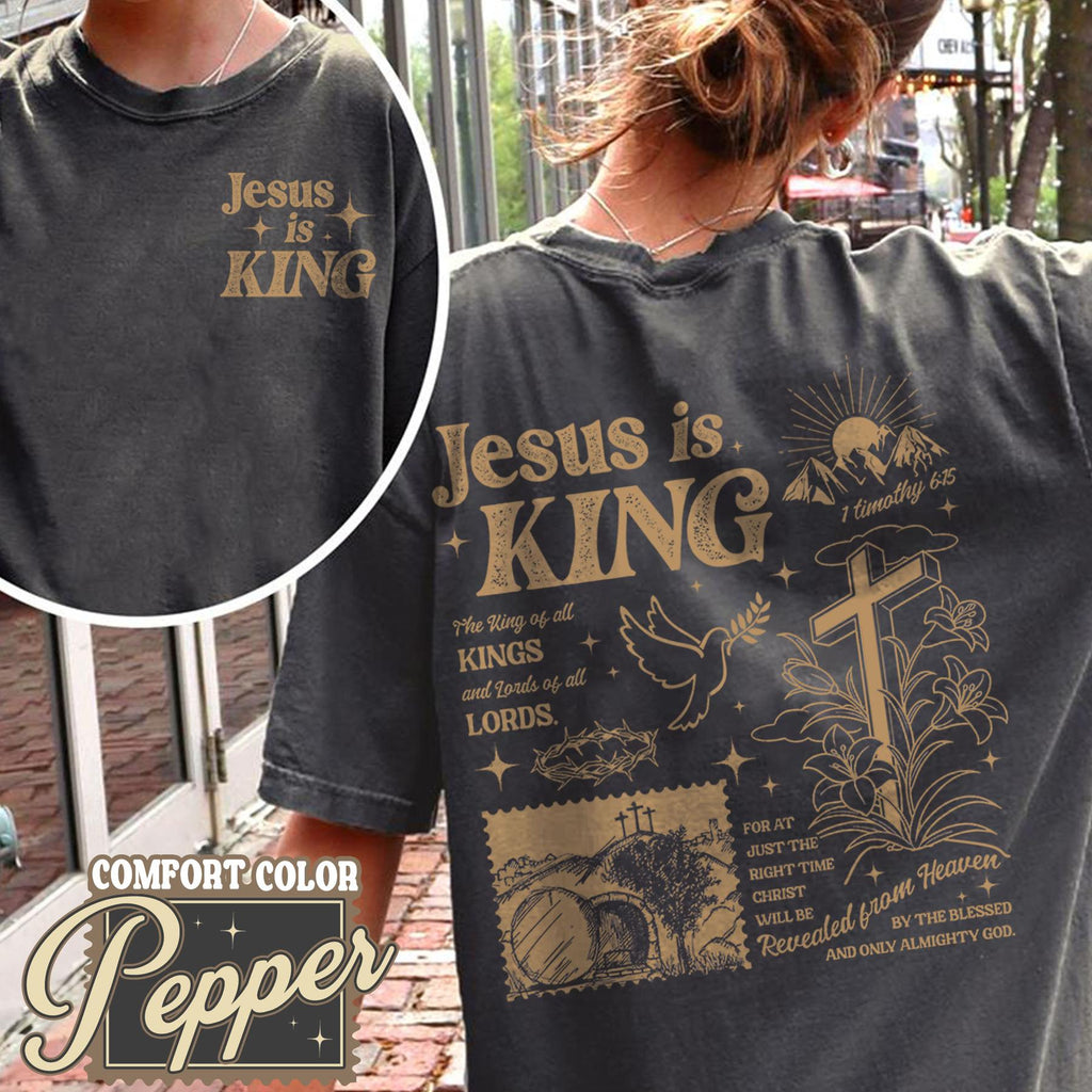 Pasimax Faith-Based Jesus Is King Tee — lifestyle context
