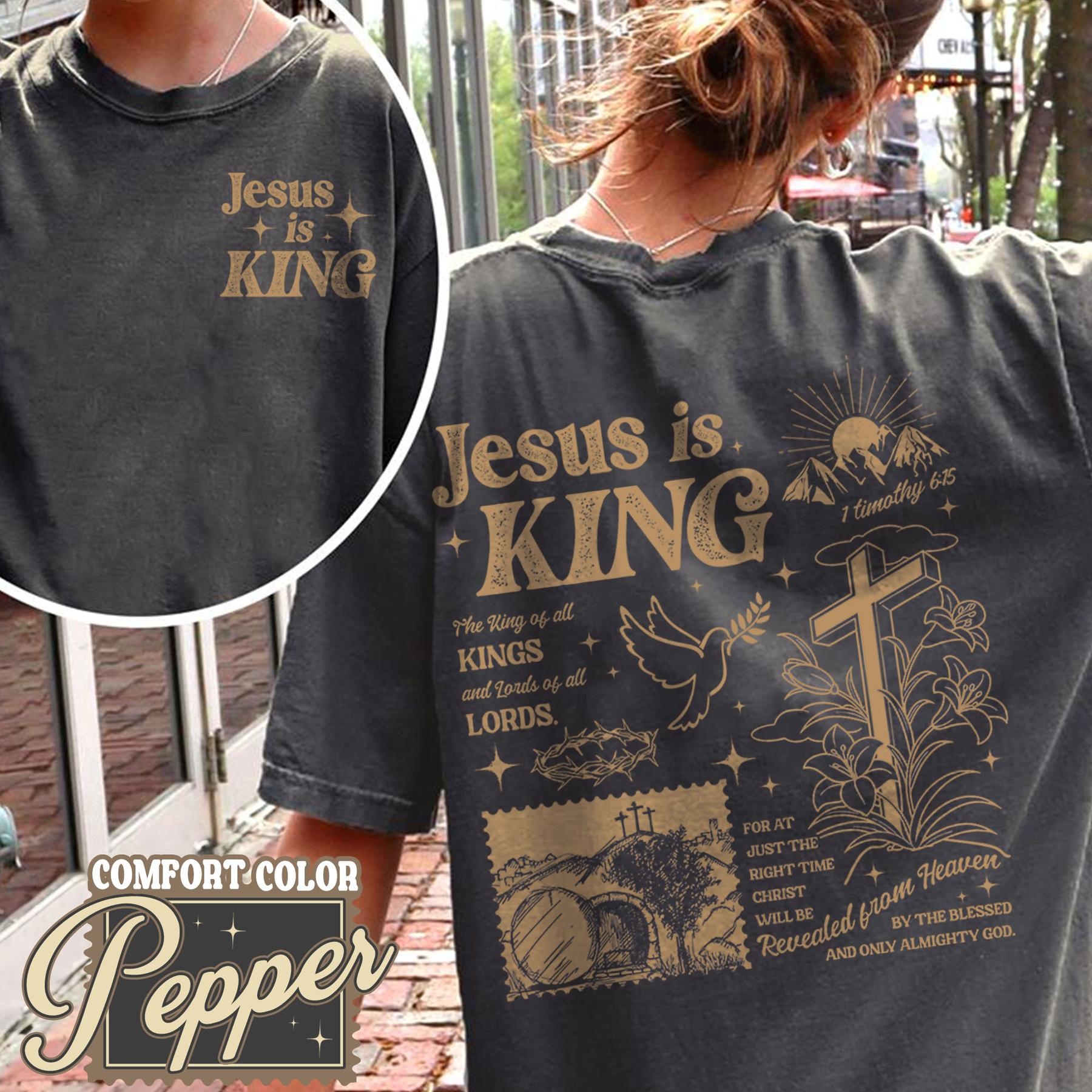 Pasimax Faith-Based Jesus Is King Tee — lifestyle context