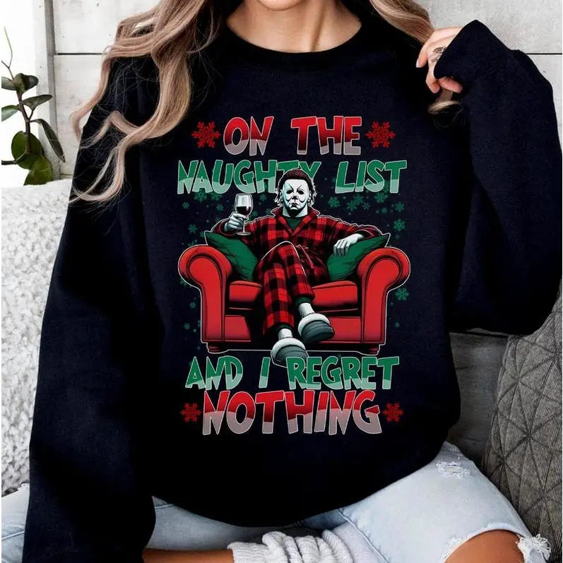 Pasimax On The Naughty List & We Regret Nothing Sweatshirt — detail close-up
