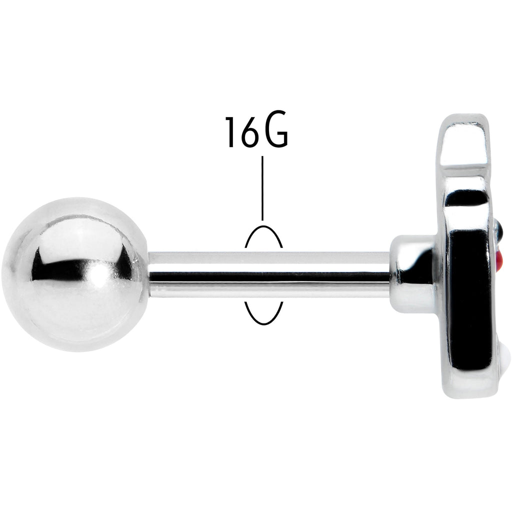BodyCandy 16G 1/4 Sweet Love Letter Valentine Cartilage Tragus Earring — back view