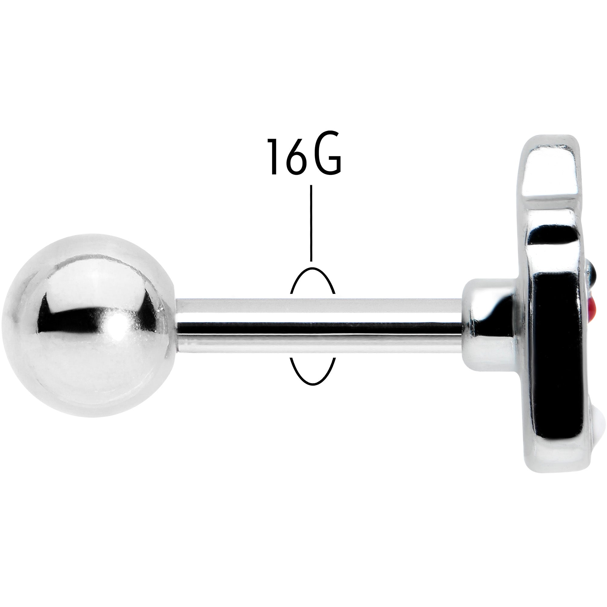 BodyCandy 16G 1/4 Sweet Love Letter Valentine Cartilage Tragus Earring — back view