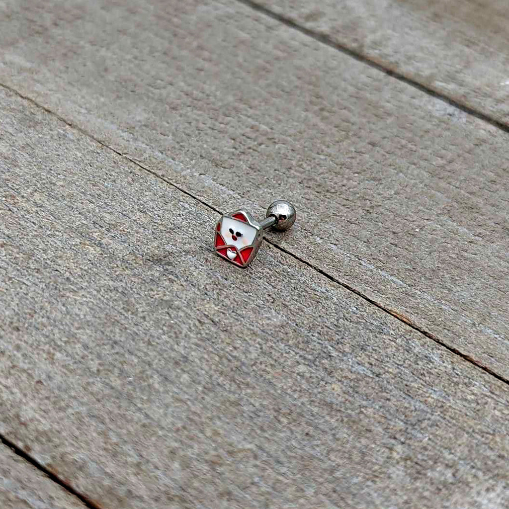BodyCandy 16G 1/4 Sweet Love Letter Valentine Cartilage Tragus Earring — in-use photo
