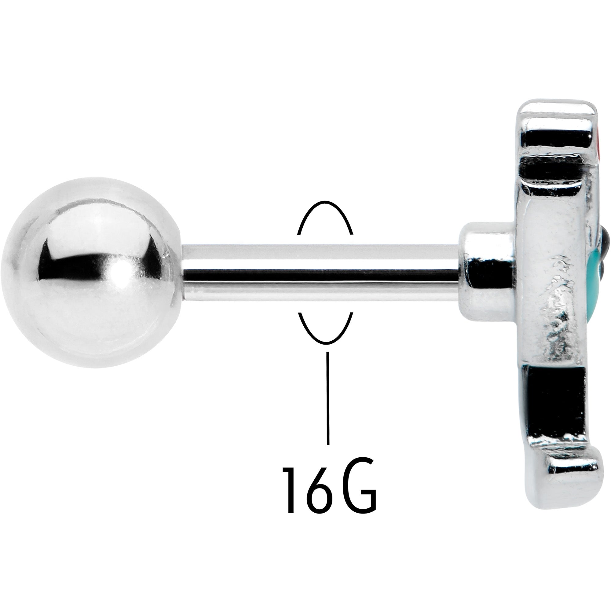BodyCandy 16G 1/4 Sweet Martini Glass Heart Cartilage Tragus Earring — back view
