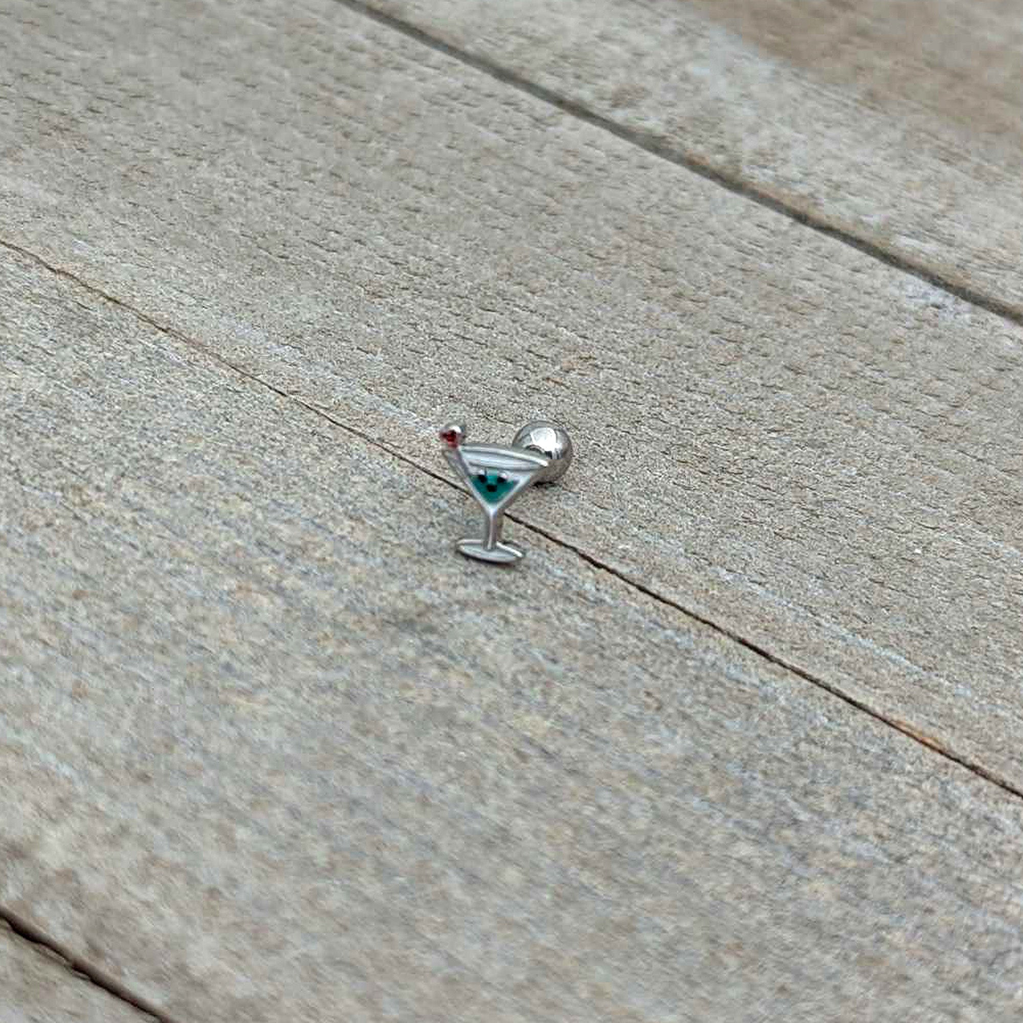 BodyCandy 16G 1/4 Sweet Martini Glass Heart Cartilage Tragus Earring — in-use photo