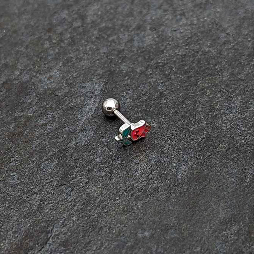BodyCandy 16G 1/4 Sweet Happy Rose Flower Cartilage Tragus Earring — alternative angle