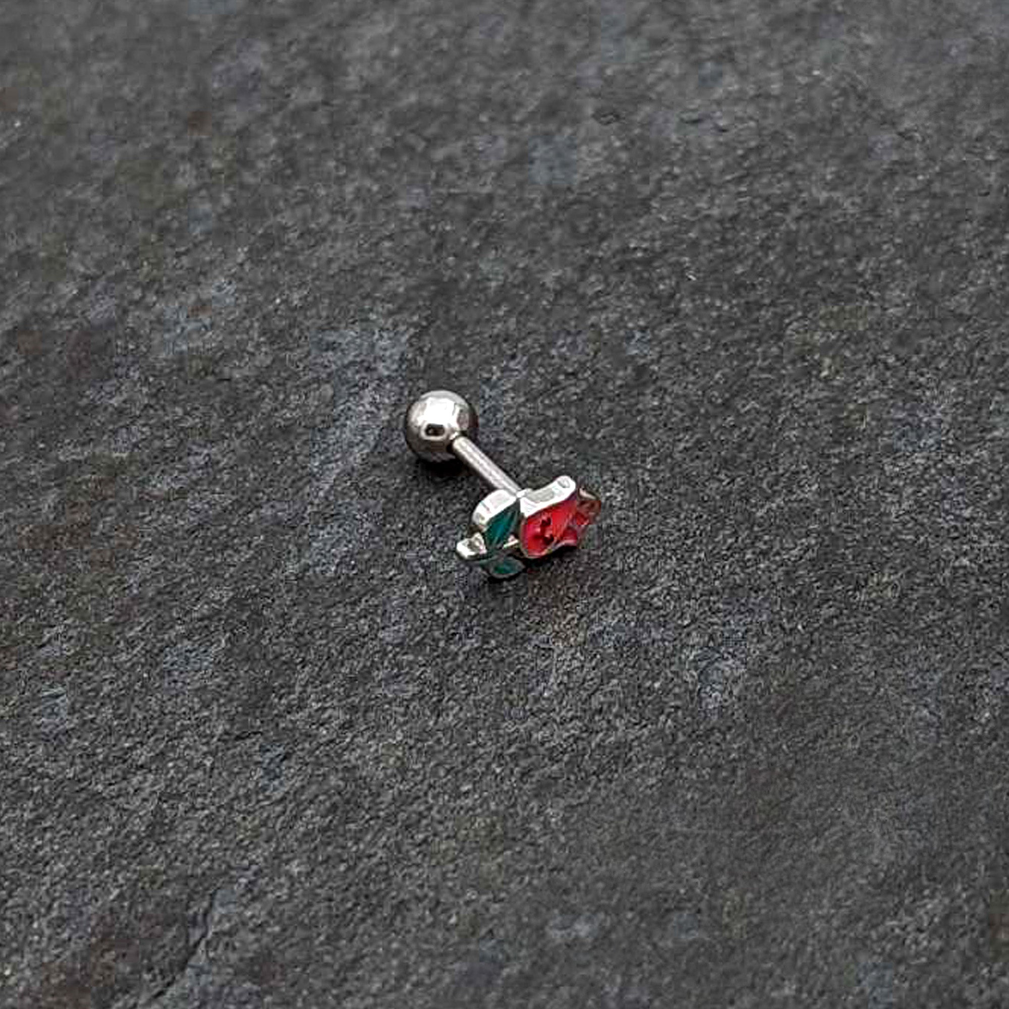 BodyCandy 16G 1/4 Sweet Happy Rose Flower Cartilage Tragus Earring — alternative angle