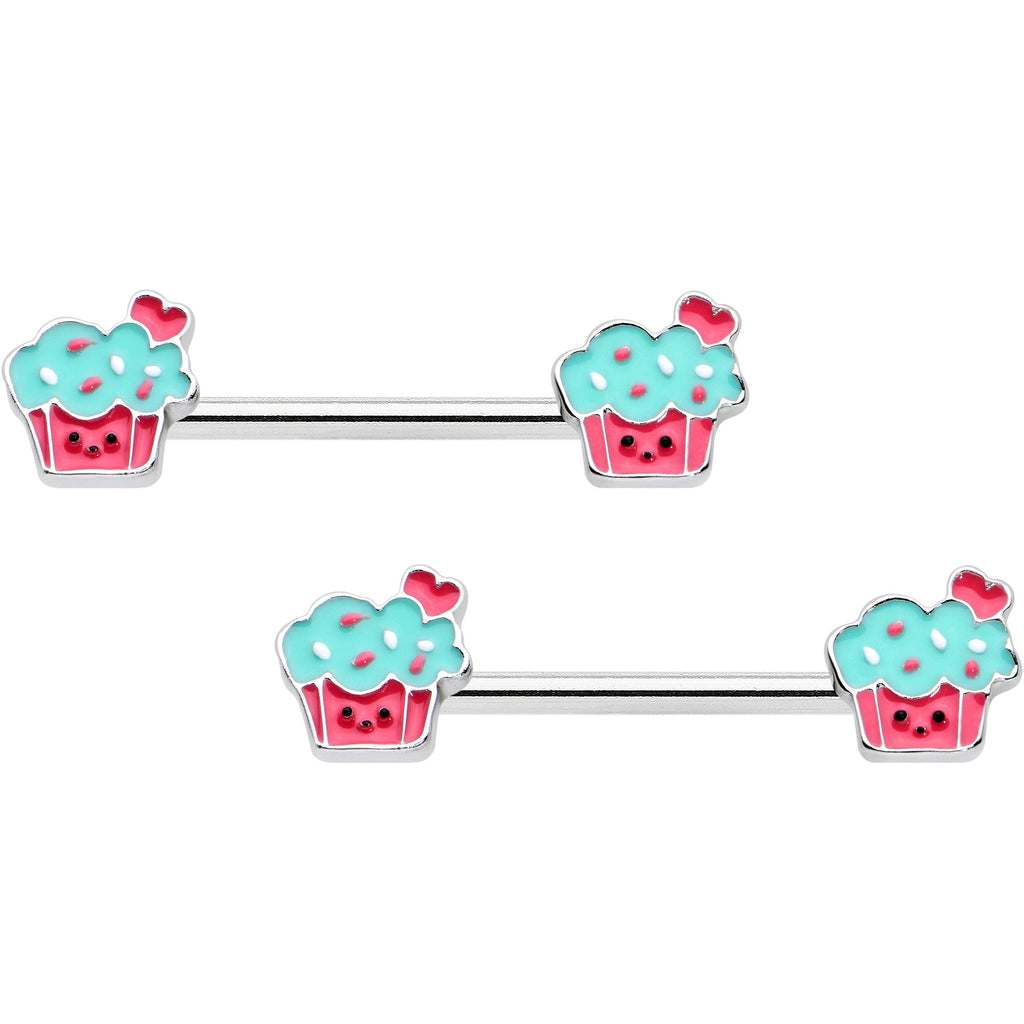 BodyCandy 14G 9/16 Sweet Happy Cupcake Barbell Nipple Ring Set — main product shot