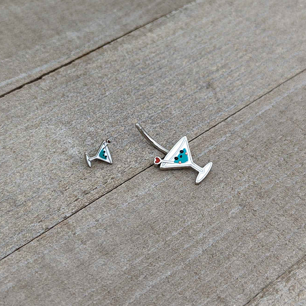 BodyCandy Sweet Martini Glass Heart Valentine New Years Double Mount Belly Ring — in-use photo