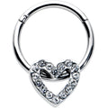 BodyCandy 16G 3/8 Clear Gem Open Heart Valentine Hinged Segment Ring — main product shot