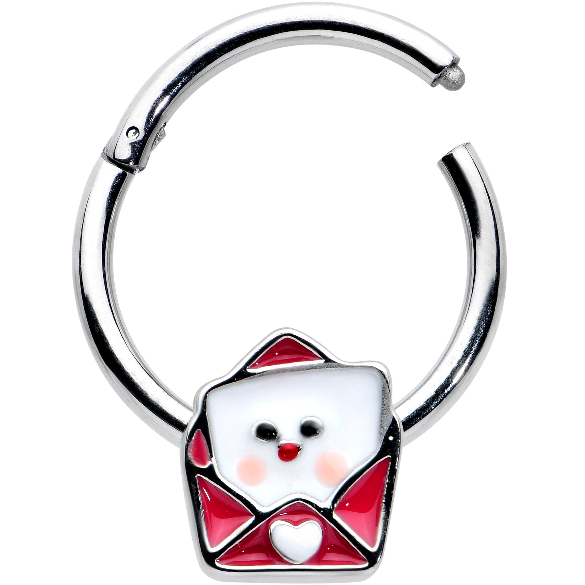 BodyCandy 16G 3/8 Sweet Love Letter Valentine Hinged Segment Ring — detail close-up
