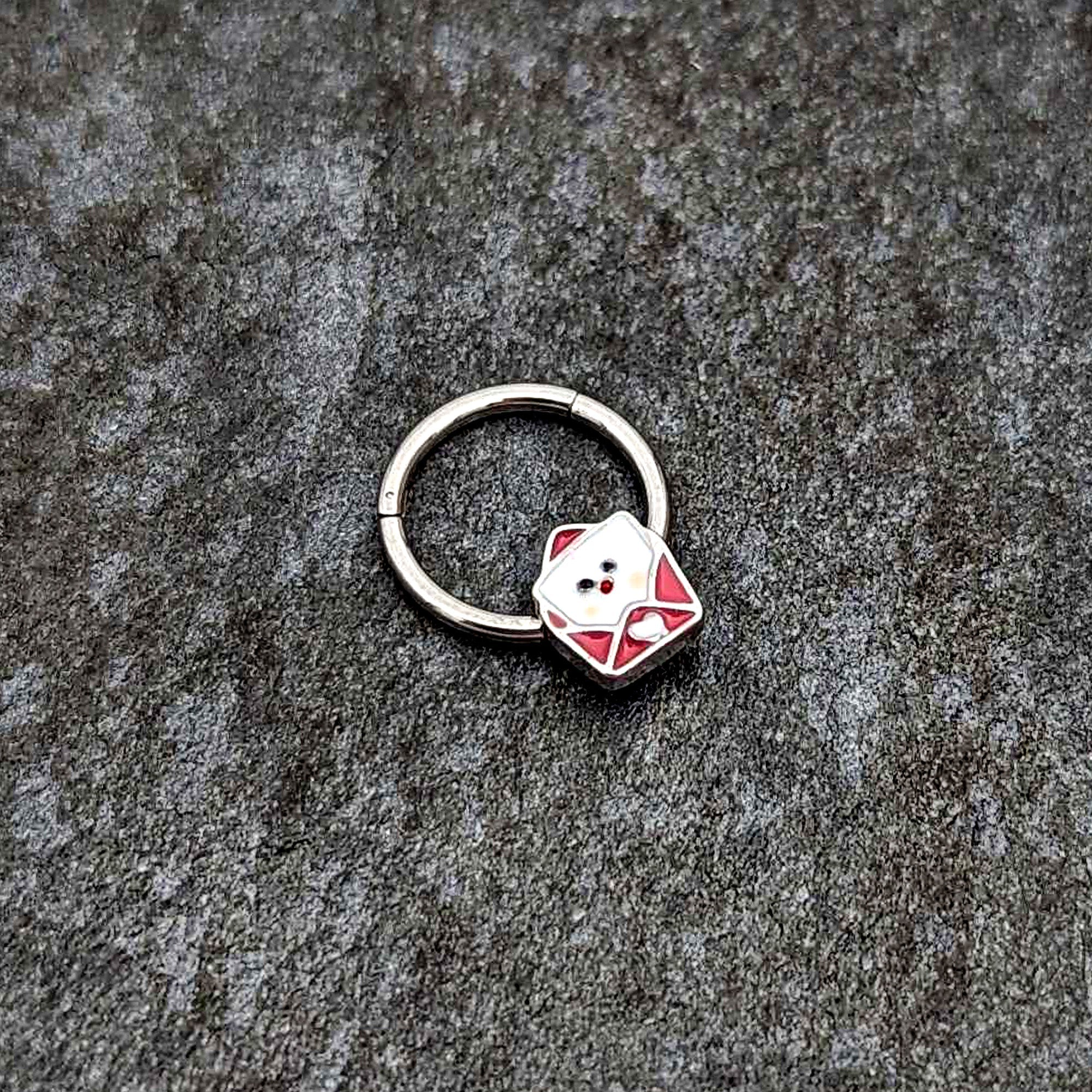 BodyCandy 16G 3/8 Sweet Love Letter Valentine Hinged Segment Ring — side view