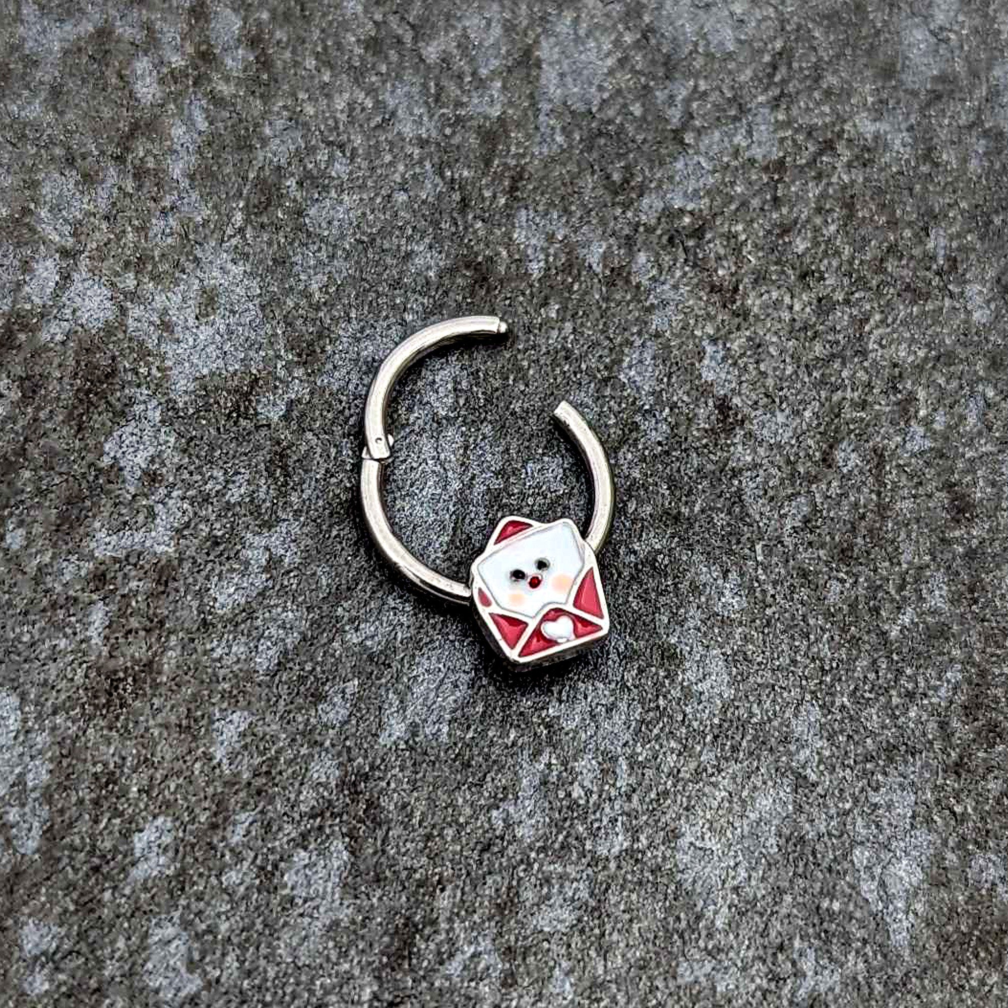 BodyCandy 16G 3/8 Sweet Love Letter Valentine Hinged Segment Ring — back view