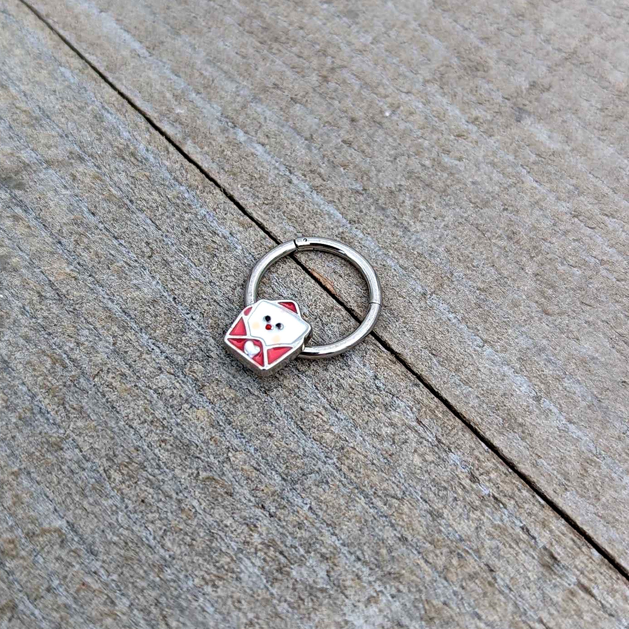 BodyCandy 16G 3/8 Sweet Love Letter Valentine Hinged Segment Ring — alternative angle