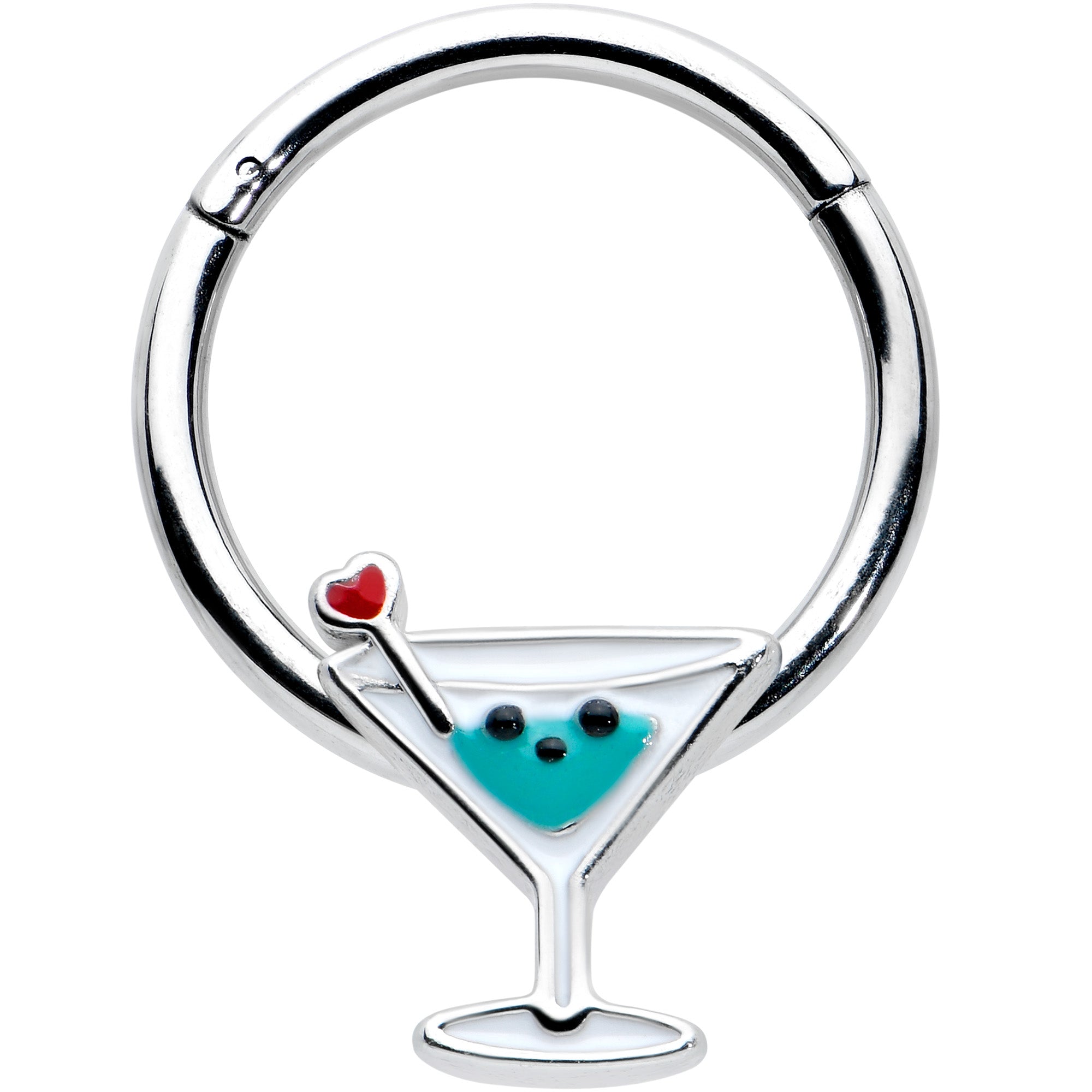BodyCandy 16G 3/8 Sweet Martini Glass Heart Hinged Segment Ring — main product shot