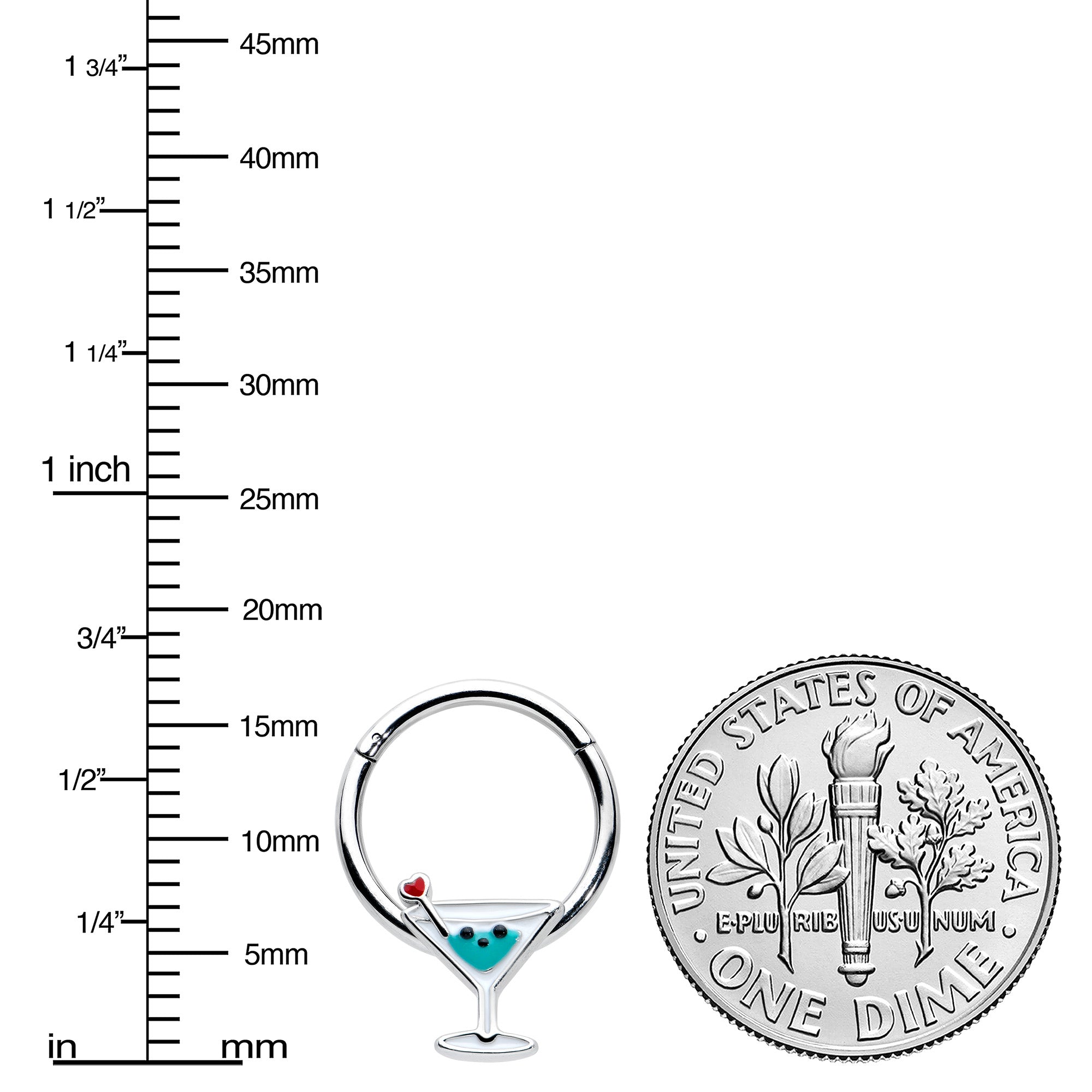 BodyCandy 16G 3/8 Sweet Martini Glass Heart Hinged Segment Ring — lifestyle context