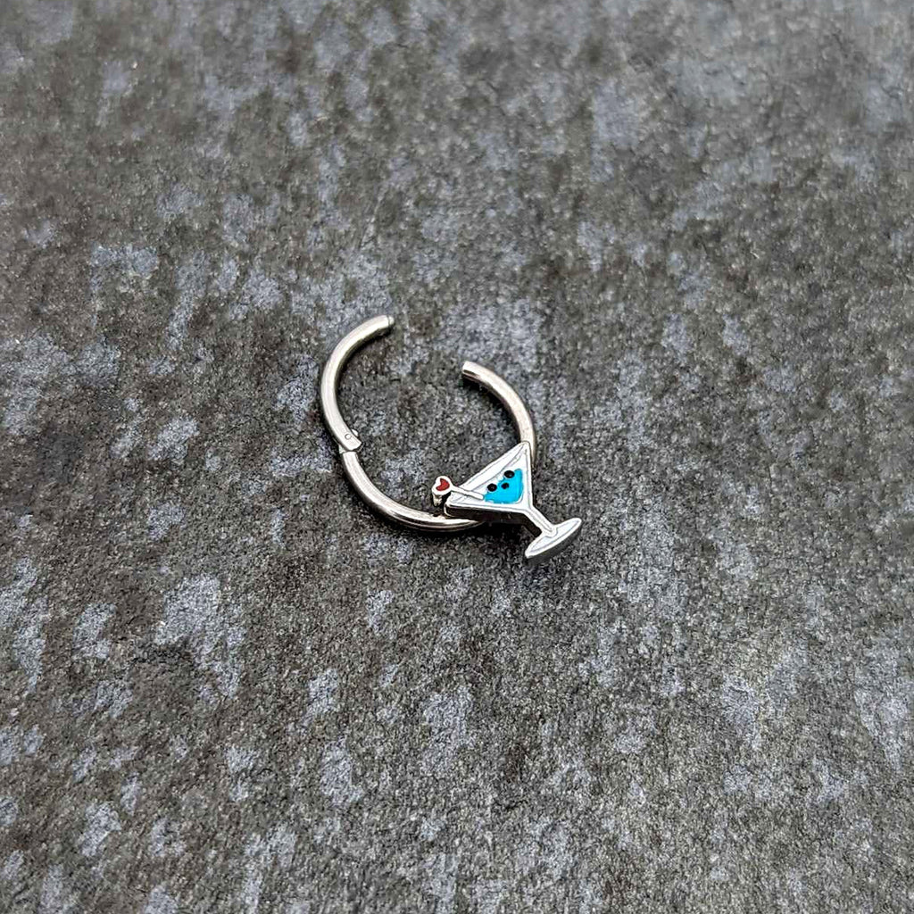 BodyCandy 16G 3/8 Sweet Martini Glass Heart Hinged Segment Ring — back view