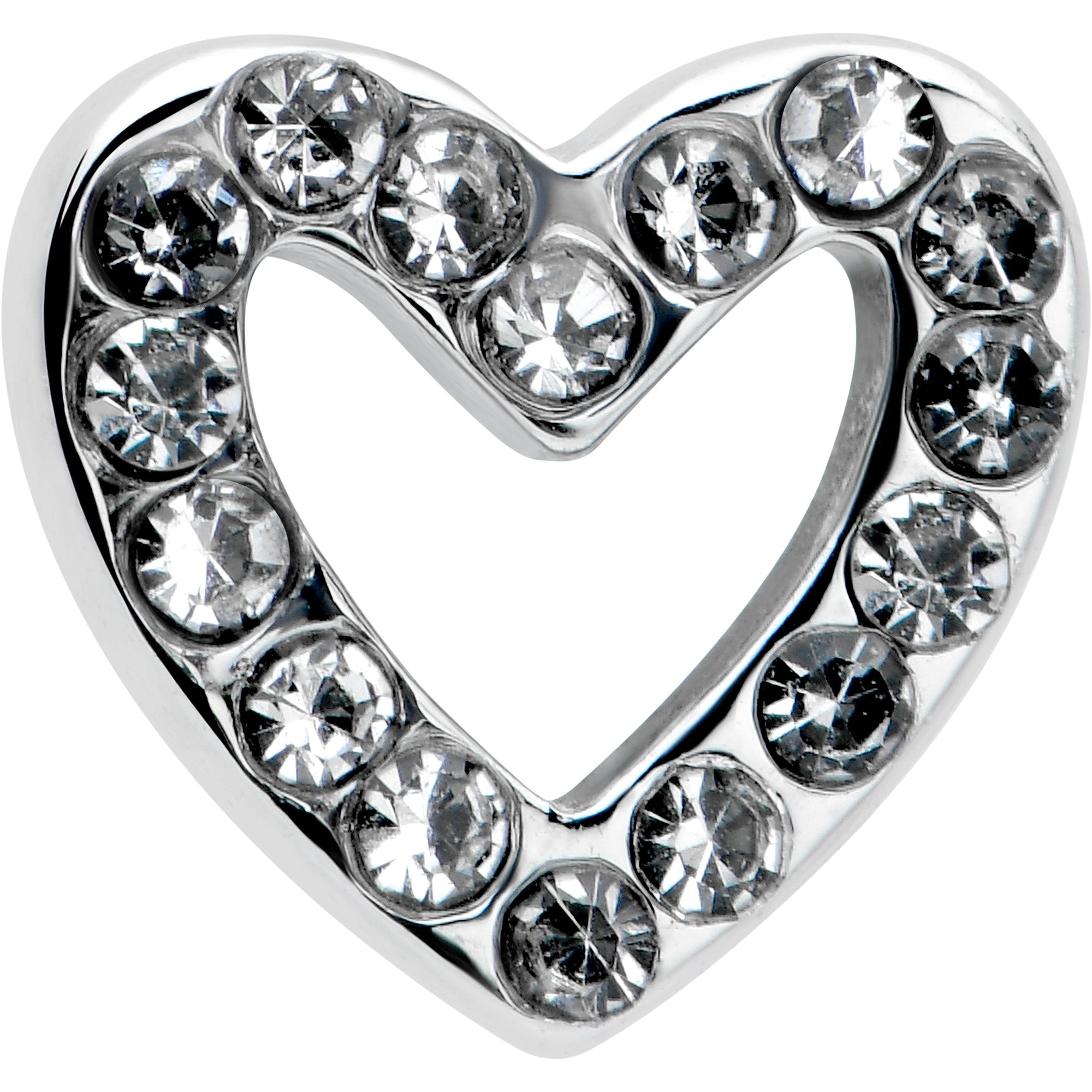 BodyCandy 16G 5/16 Clear Gem Open Heart Valentine Labret Monroe Tragus — detail close-up