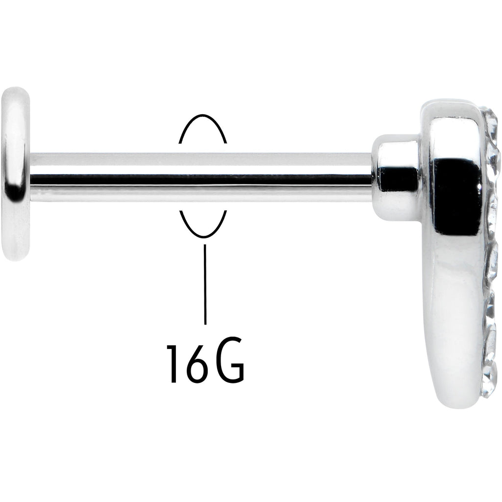 BodyCandy 16G 5/16 Clear Gem Open Heart Valentine Labret Monroe Tragus — back view