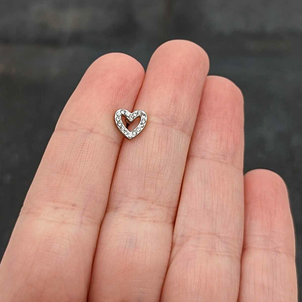 BodyCandy 16G 5/16 Clear Gem Open Heart Valentine Labret Monroe Tragus — size reference