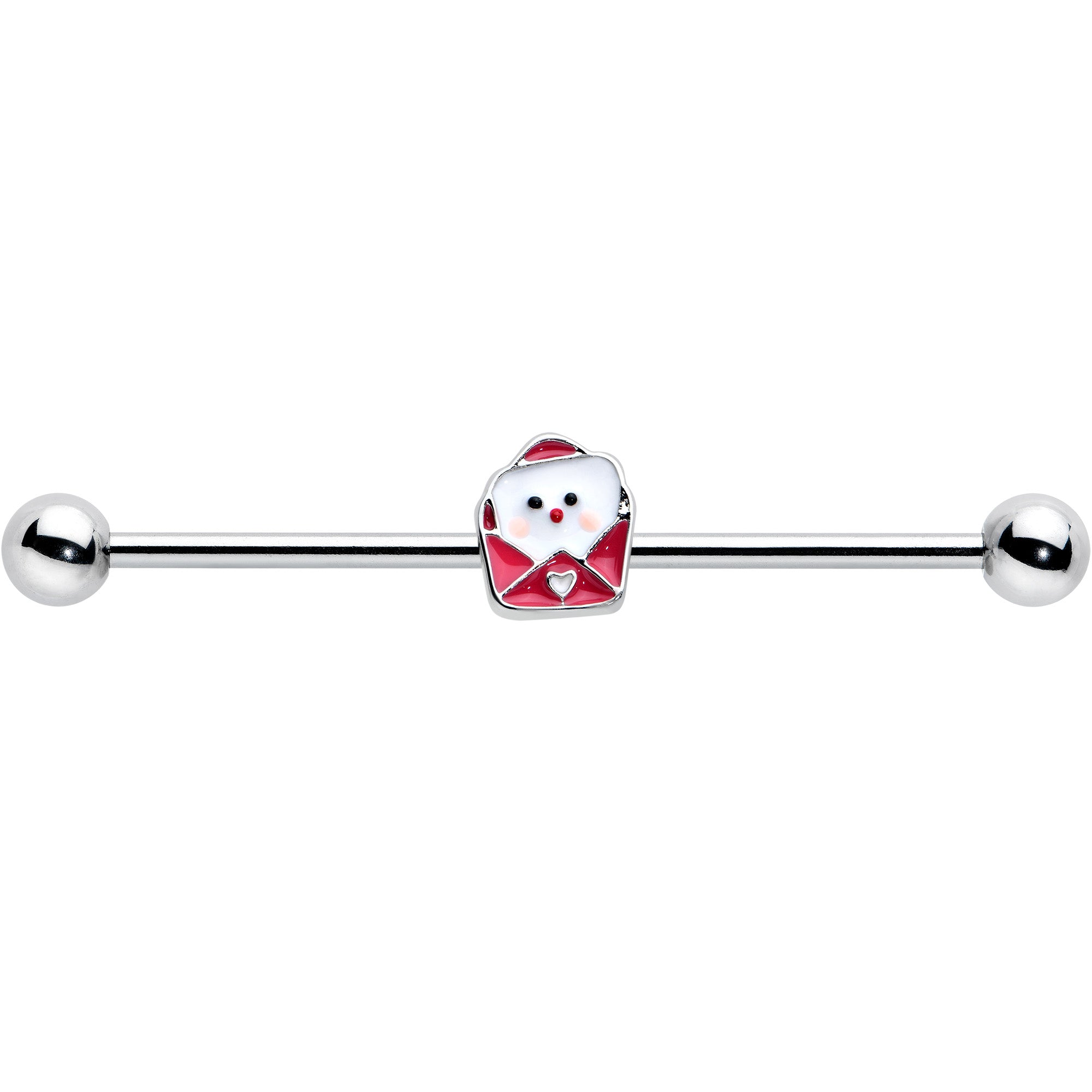 BodyCandy 14G Sweet Love Letter Valentine Industrial Barbell 38mm — detail close-up