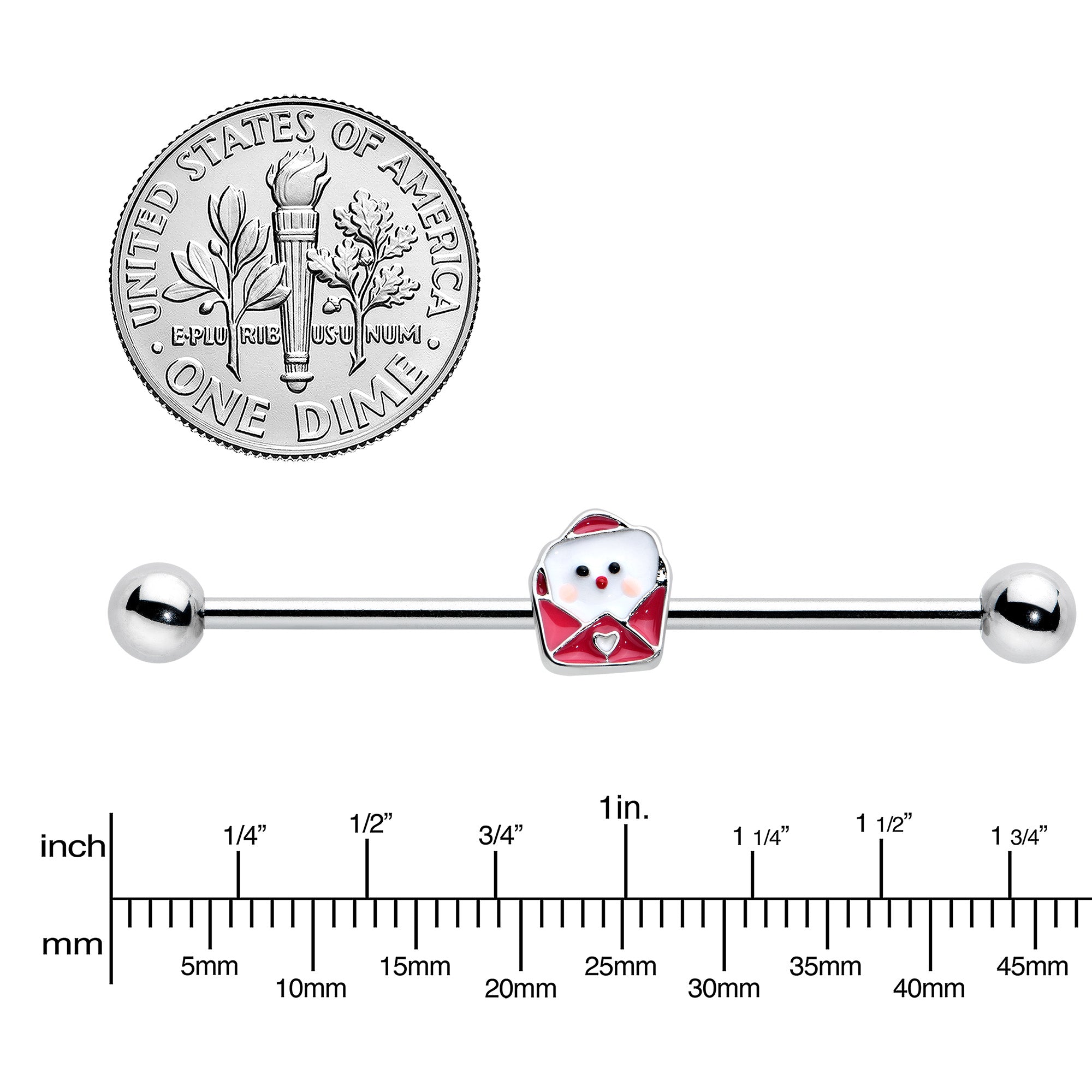 BodyCandy 14G Sweet Love Letter Valentine Industrial Barbell 38mm — lifestyle context