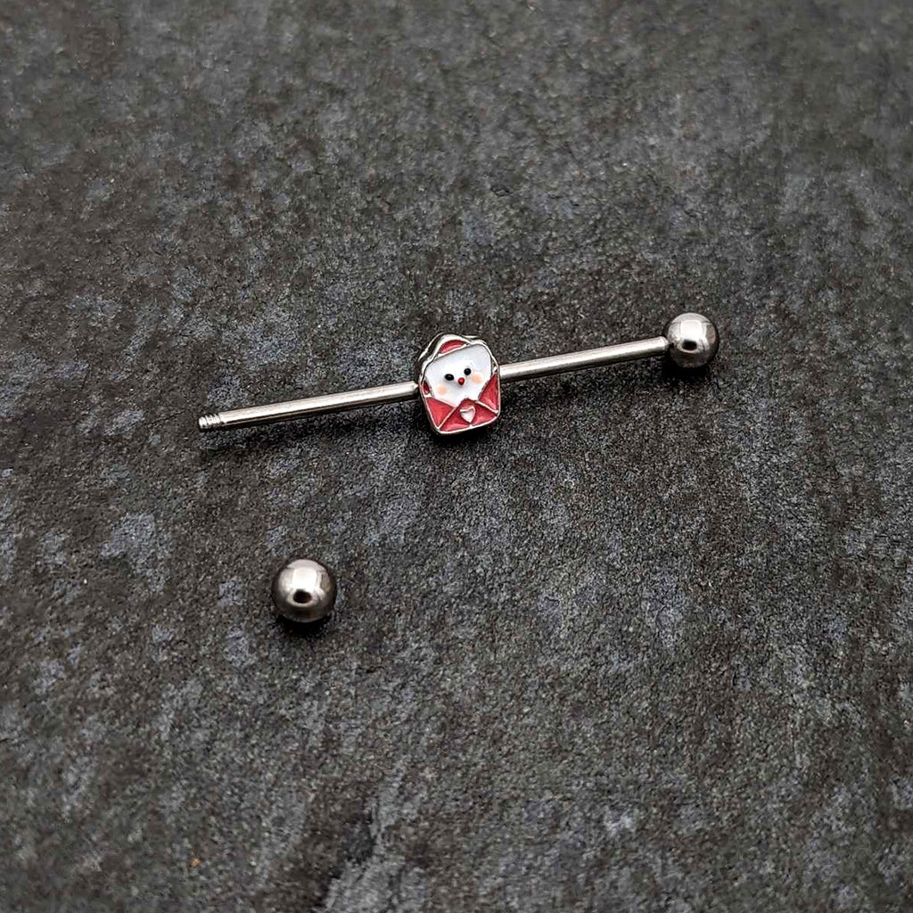 BodyCandy 14G Sweet Love Letter Valentine Industrial Barbell 38mm — back view